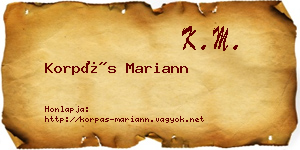 Korpás Mariann névjegykártya