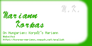 mariann korpas business card